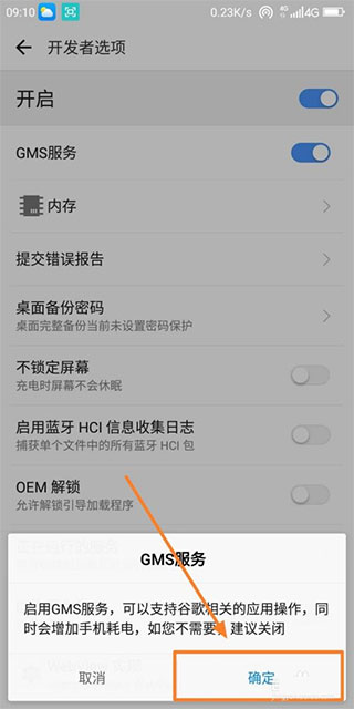 GMS服务启动界面