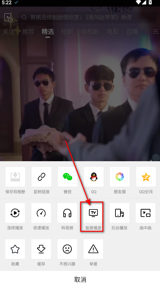 西瓜视频投屏选项