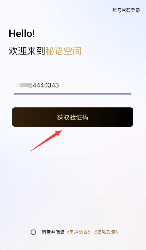 密语空间手机验证界面