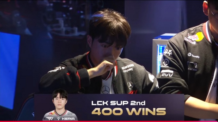 Keria解锁LCK第400胜 排名辅助位第二！