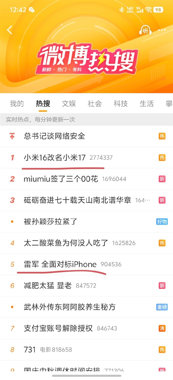 你怎么看！小米16改名小米17劲太大：直接上到热搜第一