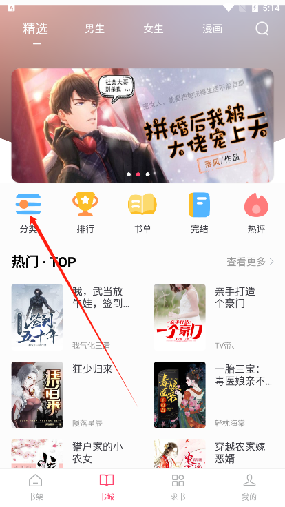 小小追书app分类界面