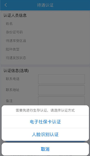 四川e社保app认证信息填写界面