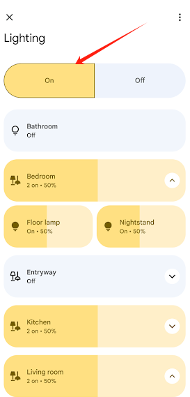 Google Home灯光控制界面
