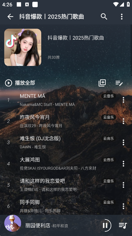 速悦音乐播放界面
