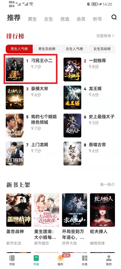 书旗小说阅读界面