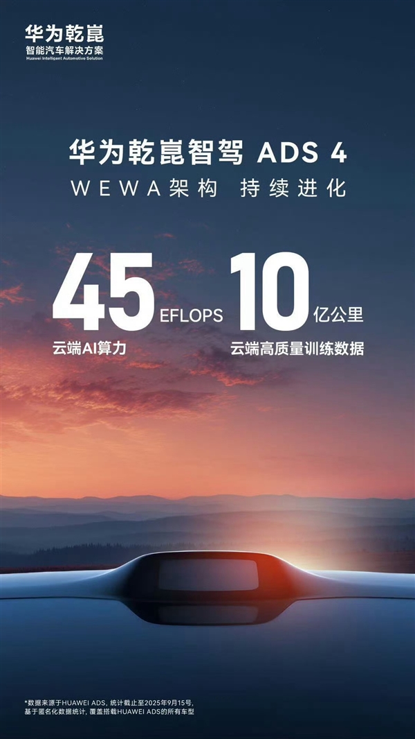 华为ADS云端算力公布：45EFLOPS全国第一！
