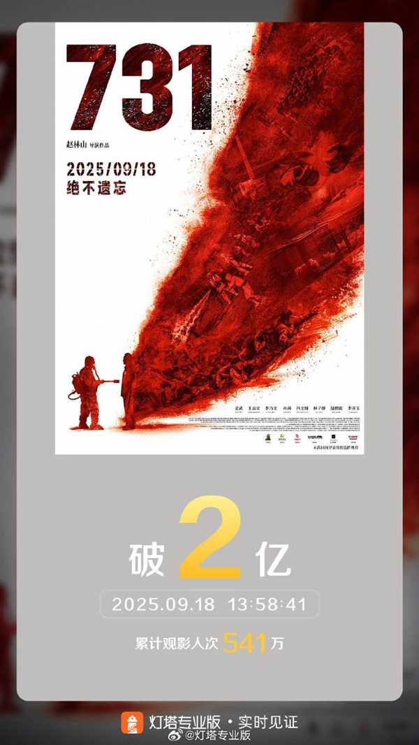 电影《731》官方郑重声明：有人盗摄、直播 立即停止侵权