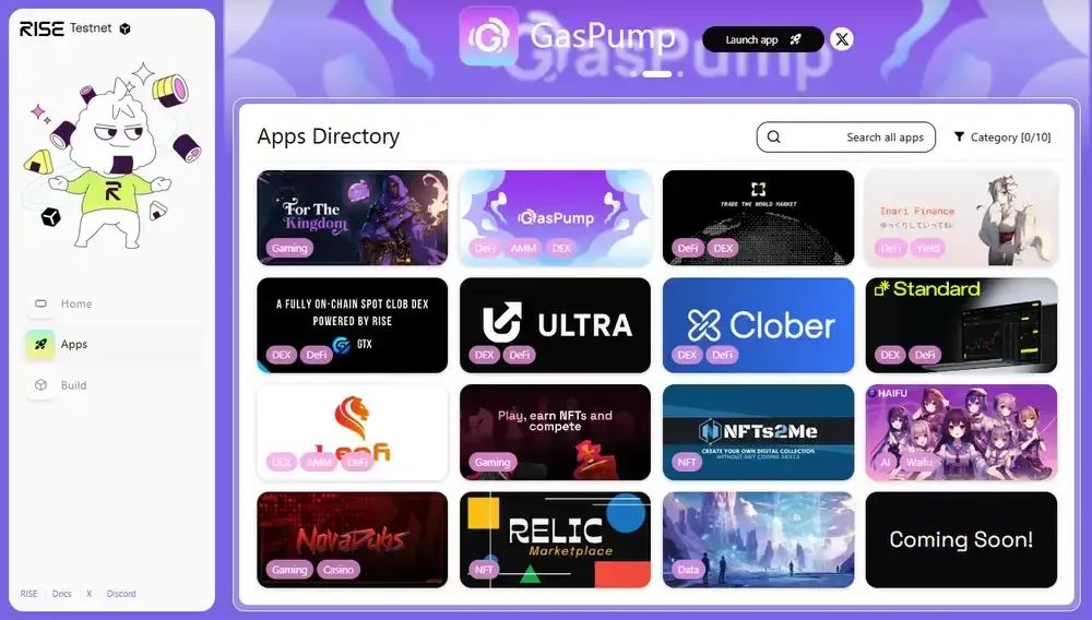 Rise Chain中的最佳连锁应用测试网