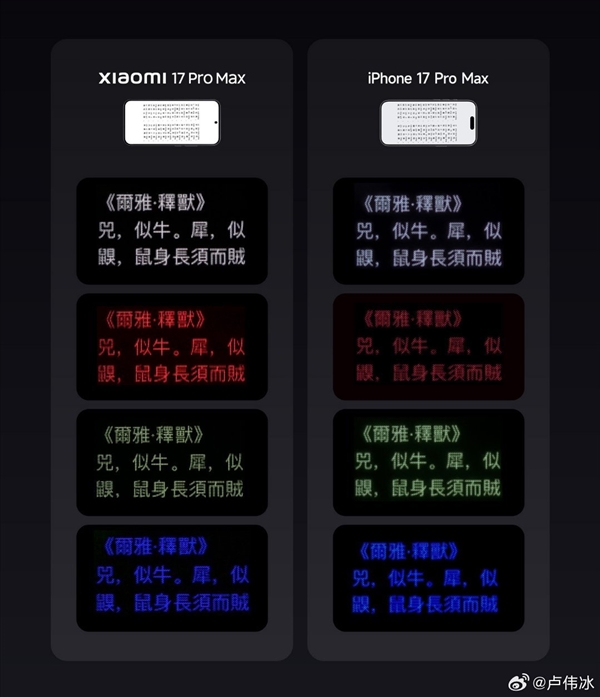 小米17 Pro Max首发超级像素！官方晒对比：屏幕清晰度碾压iPhone 17 Pro Max