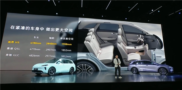 余承东：尚界H5的乘员舱空间 比奥迪Q5L、奔驰GLC还优秀