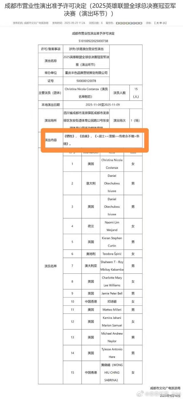 S15主题曲披露？！S15决赛现场表演申请已正式通过