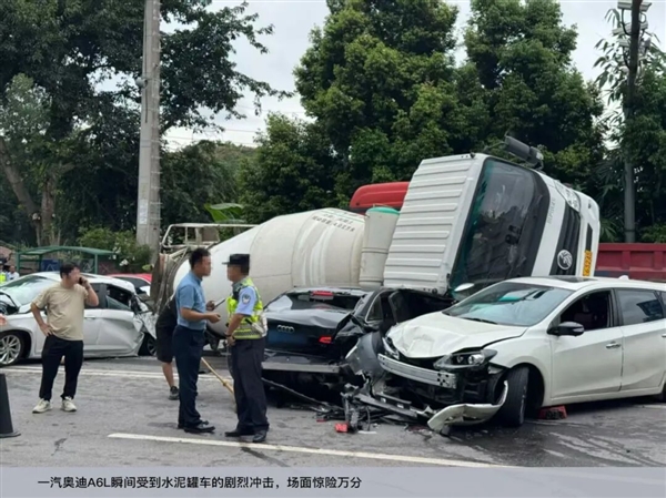 A6L被罐车压顶护住车内乘员！一汽奥迪赠予车主关爱权益