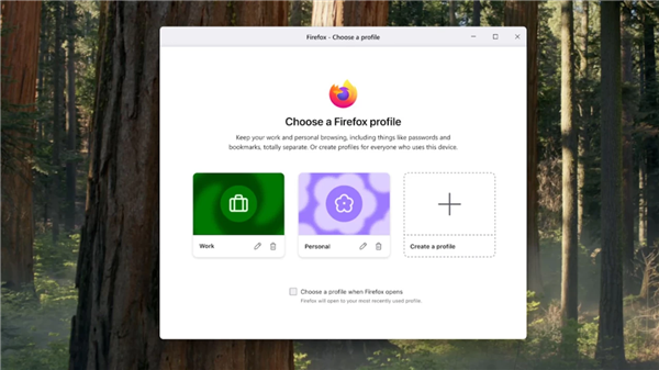 火狐Firefox终于有了配置文件功能！Chrome等对手已玩了十多年