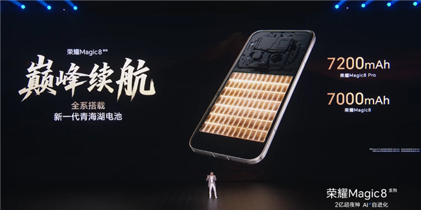 荣耀Magic8系列搭载新代海湖电池 突破7000mAh 荣耀史上最大电池