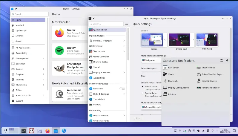 KDE Plasma 6.5 发布：带来自动明暗主题、固定剪贴板等多项改进