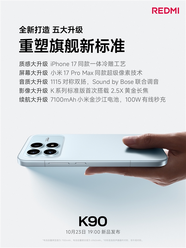 REDMI最强标准版！K90采用6.59英寸黄金中尺寸 鱼和熊掌兼得