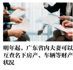 广东省内夫妻将可互查对方名下财产吗
