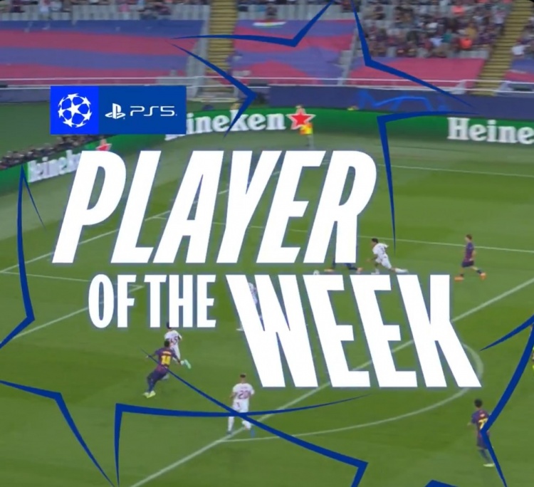 上演巴萨生涯首个帽子戏法！欧冠官方：费尔明当选本轮最佳球员