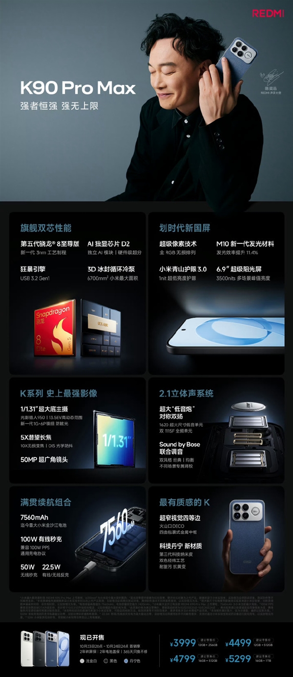 祝贺发布成功！王腾称K90系列全面无短板：很遗憾未参与上市工作