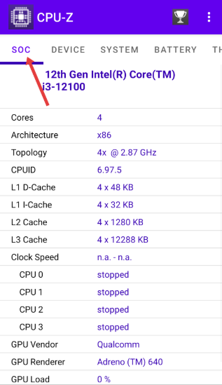 CPU-Z SOC信息界面截图