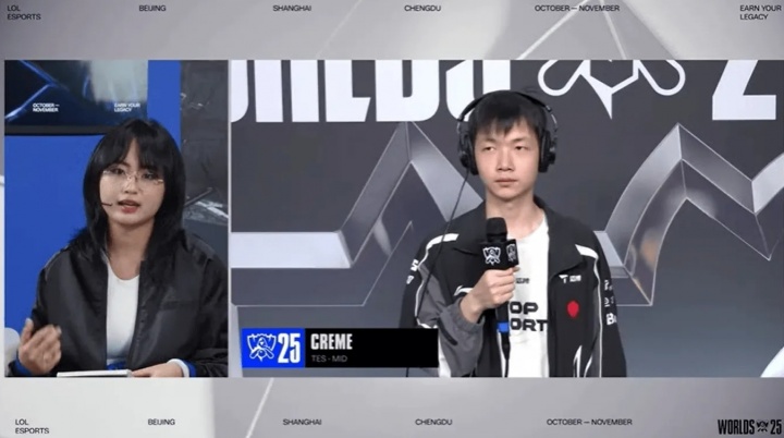 Creme：今天队伍状态还算不错，研究了G2的BP以及他们蹲草的习惯