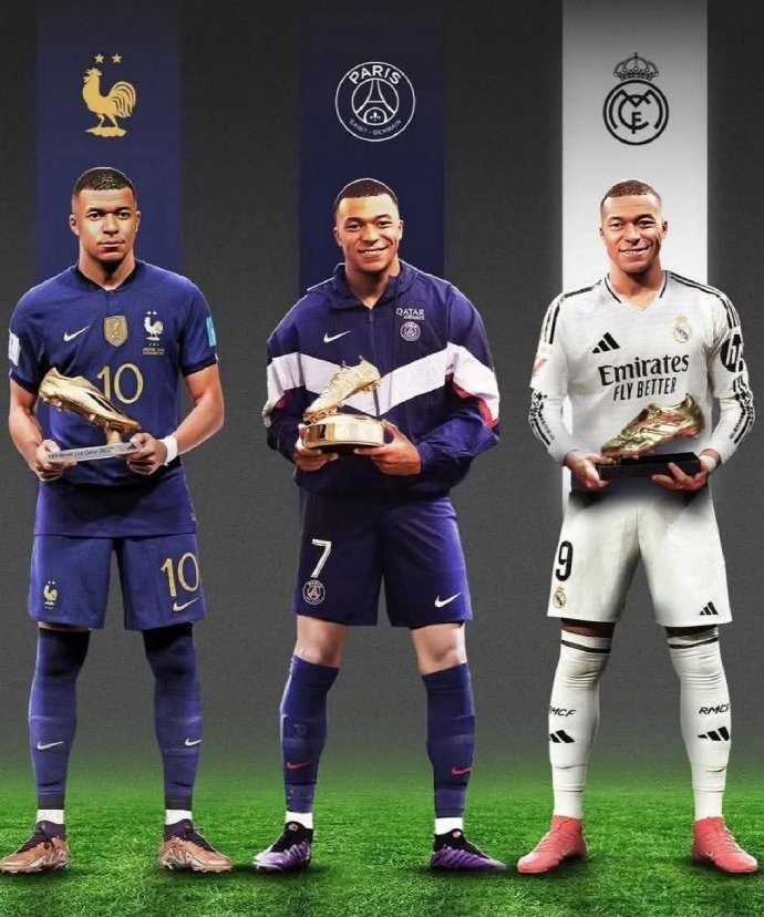 创造历史！姆巴佩成首位夺得欧洲金靴、欧冠金靴、世界杯金靴球员