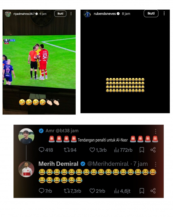 引发争议！胜利点球绝杀，内维斯、马赫雷斯等多人发帖嘲讽判罚