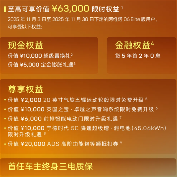 标配华为192线激光雷达!阿维塔06 Elite版上市:20.49万起