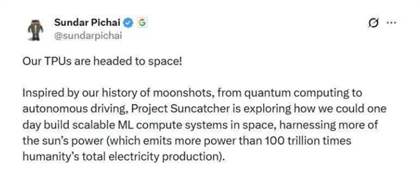 英伟达H100刚上天 谷歌立马官宣:2027年要将TPU送入太空