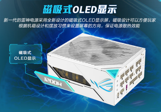 ROG雷神3代1200W电源新增纯白版本：磁吸OLED侧屏 售价3899元