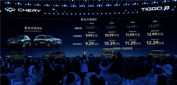 奇瑞最畅销SUV!第五代瑞虎8上市:限时9.29万元起