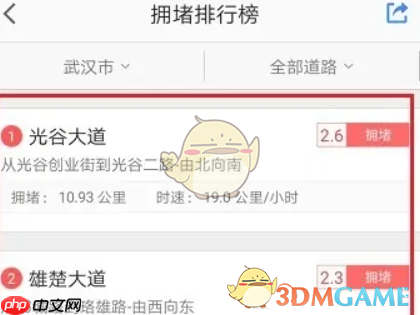 《高德地图》拥堵排行榜功能位置