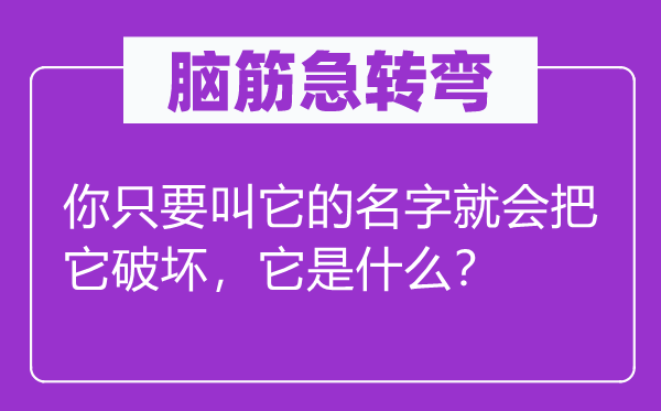 脑筋急转弯：叫出它的名字就会破坏它 这是什么？