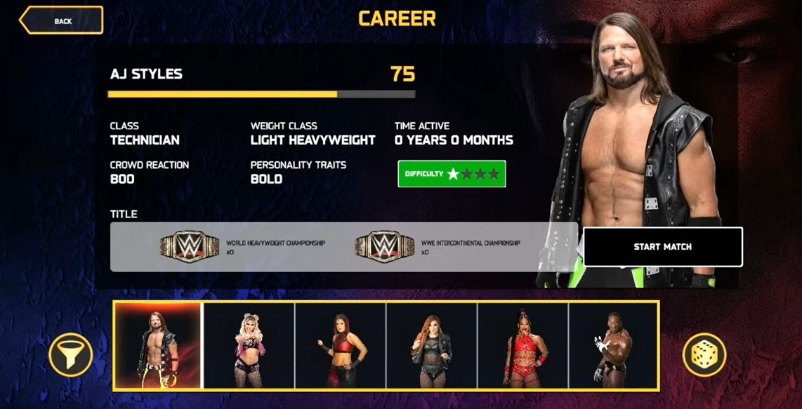 WWE2K25生涯模式界面