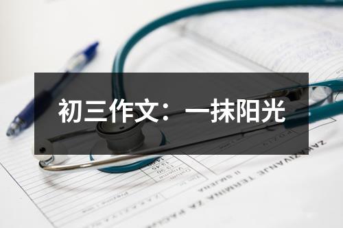 初三作文：一抹阳光