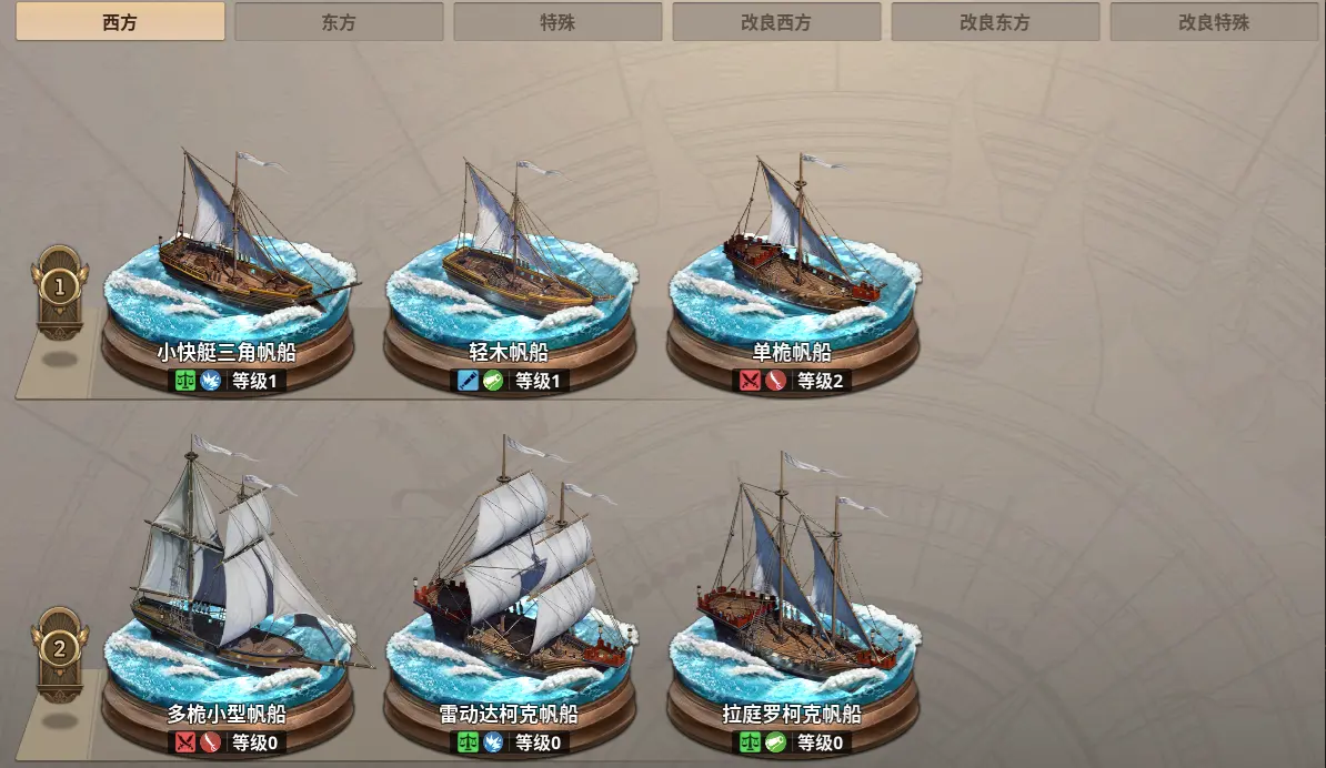 大航海时代起源船只类型展示