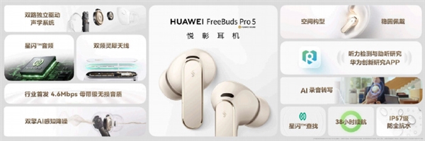 1499元！华为FreeBuds Pro 5发布：全球首款双擎AI感知降噪耳机