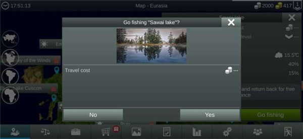 我的钓鱼世界地图探索界面