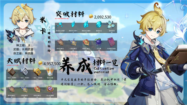 原神米卡培养材料全收集攻略