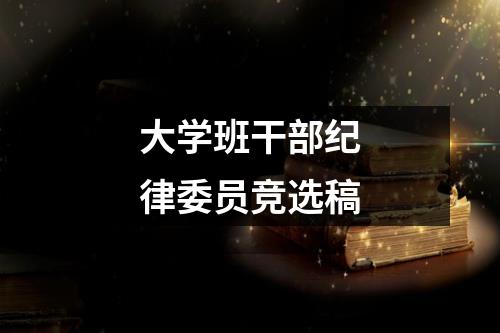 大学班干部纪律委员竞选稿
