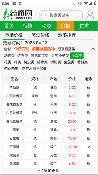 网药通app中药材信息价格查看方法