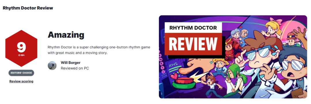 《节奏医生》IGN9分！Steam好评如潮：音游天花板
