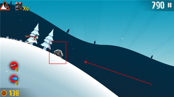 滑雪大冒险躲避障碍物演示