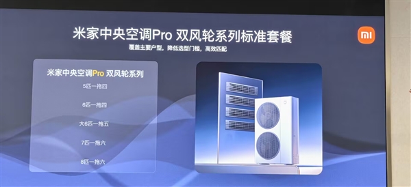 小米首款自产中央空调!米家中央空调Pro双风轮参数公布:最高8匹一拖六