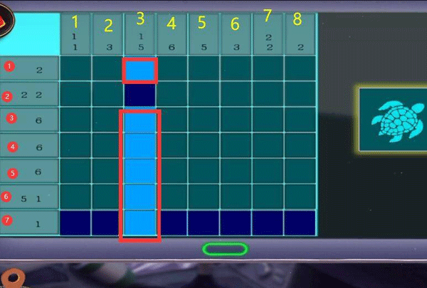 密室逃脱19乌龟拼图第三列解密步骤