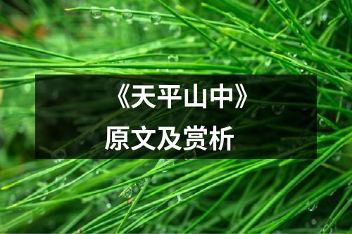 《天平山中》原文及赏析