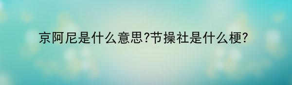 京阿尼到底指什么？节操社这个梗从何而来？